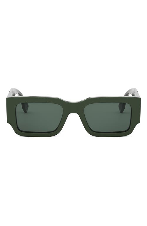 'Fendi Diagonal 51mm Rectangular Sunglasses in Shiny Dark Green /Green at Nordstrom
