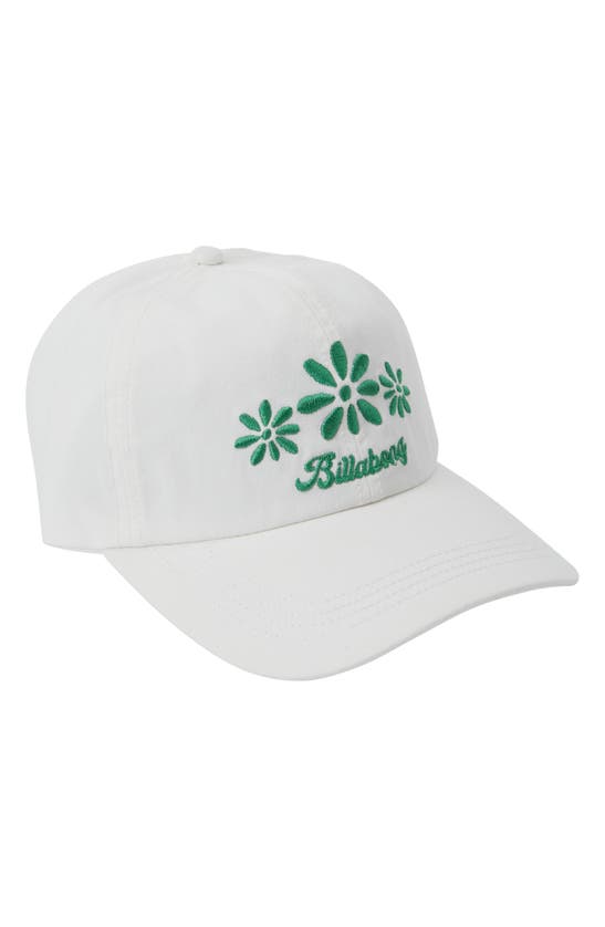 Billabong Embroidered Logo Cotton Twill Baseball Cap In White Multi
