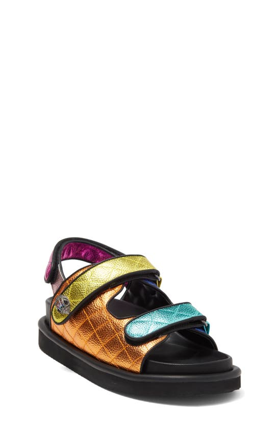 Kurt Geiger Womens Mult/other Orson Quilted Woven Sandals 6 In Blue Multi