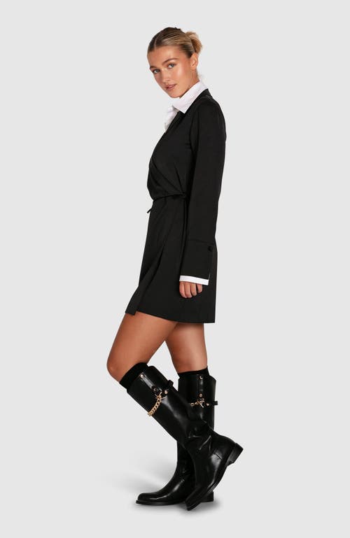 Belle & Bloom Make Me Feel Layered Shirt Dress In Black/white