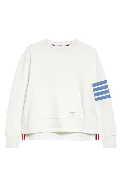 Thom Browne Oversize 4-bar Cotton Sweatshirt In Natural White