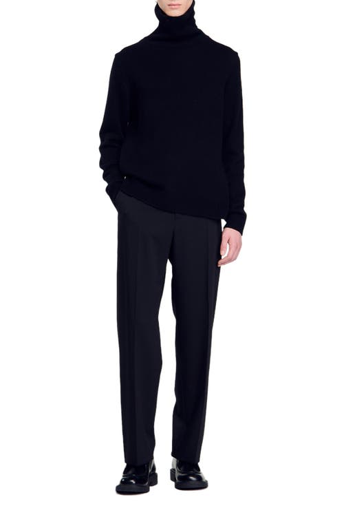 Shop Sandro Wide-leg Wool Trousers In Black