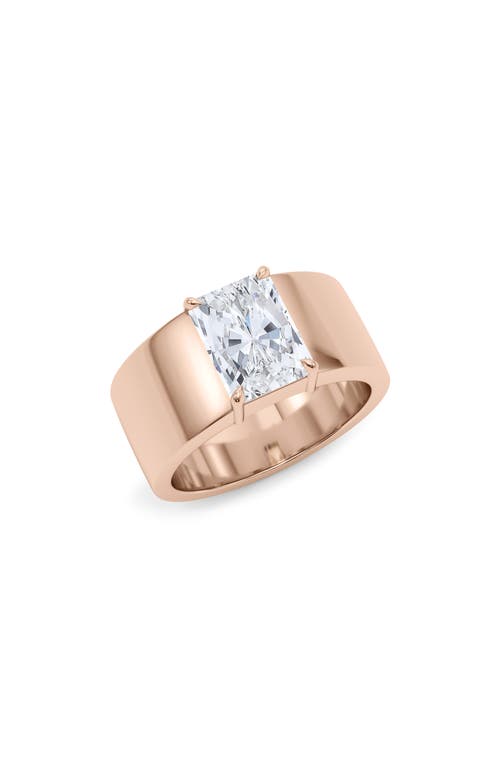 Hautecarat Radiant Cut Cigar Lab Created Diamond Ring In 2.50ctw 18k Rose Gold