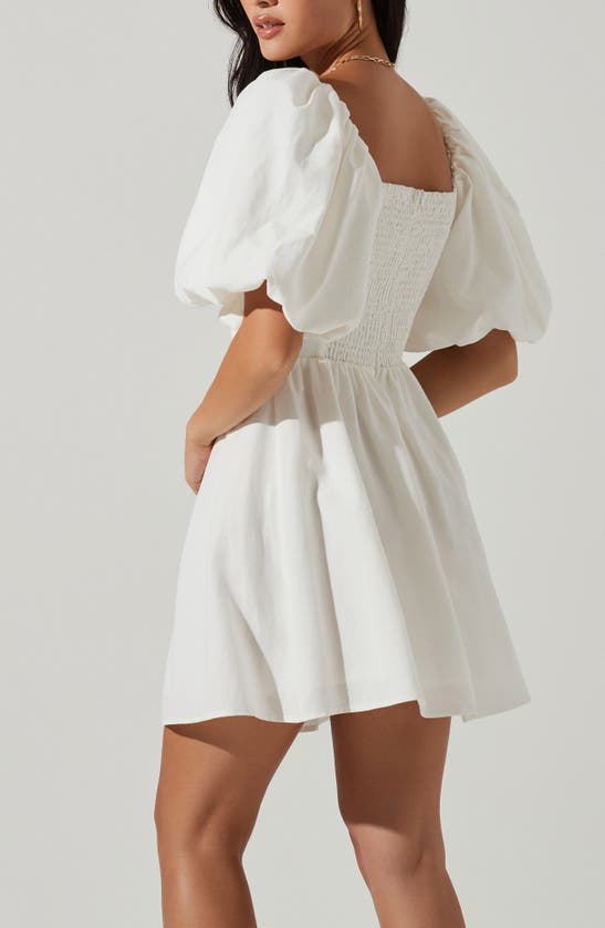 Shop Astr The Label Serilda Puff Sleeve Pleated Minidress In White