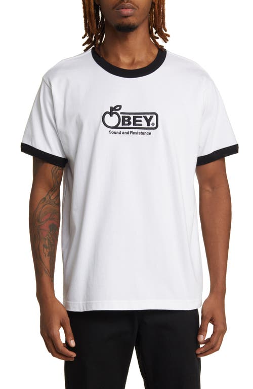 Obey Bigwig Sound Embroidered Ringer T-Shirt White Multi at Nordstrom,