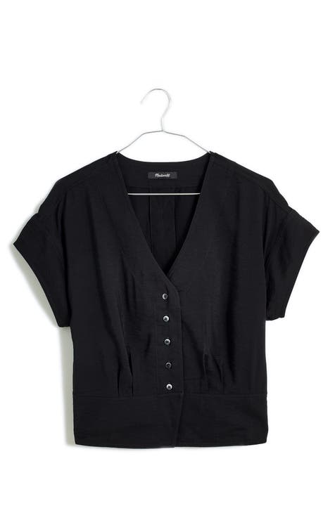 Agmibrelr Women's Plus Size Flutter Sleeve Tops Deep V Neck Sexy Wrap Shirt  Swing Flowy Blouse Black 2XL at  Women's Clothing store