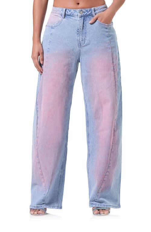 Shop Afrm Archer High Waist Barrel Leg Jeans In Blue Pink Denim Wash