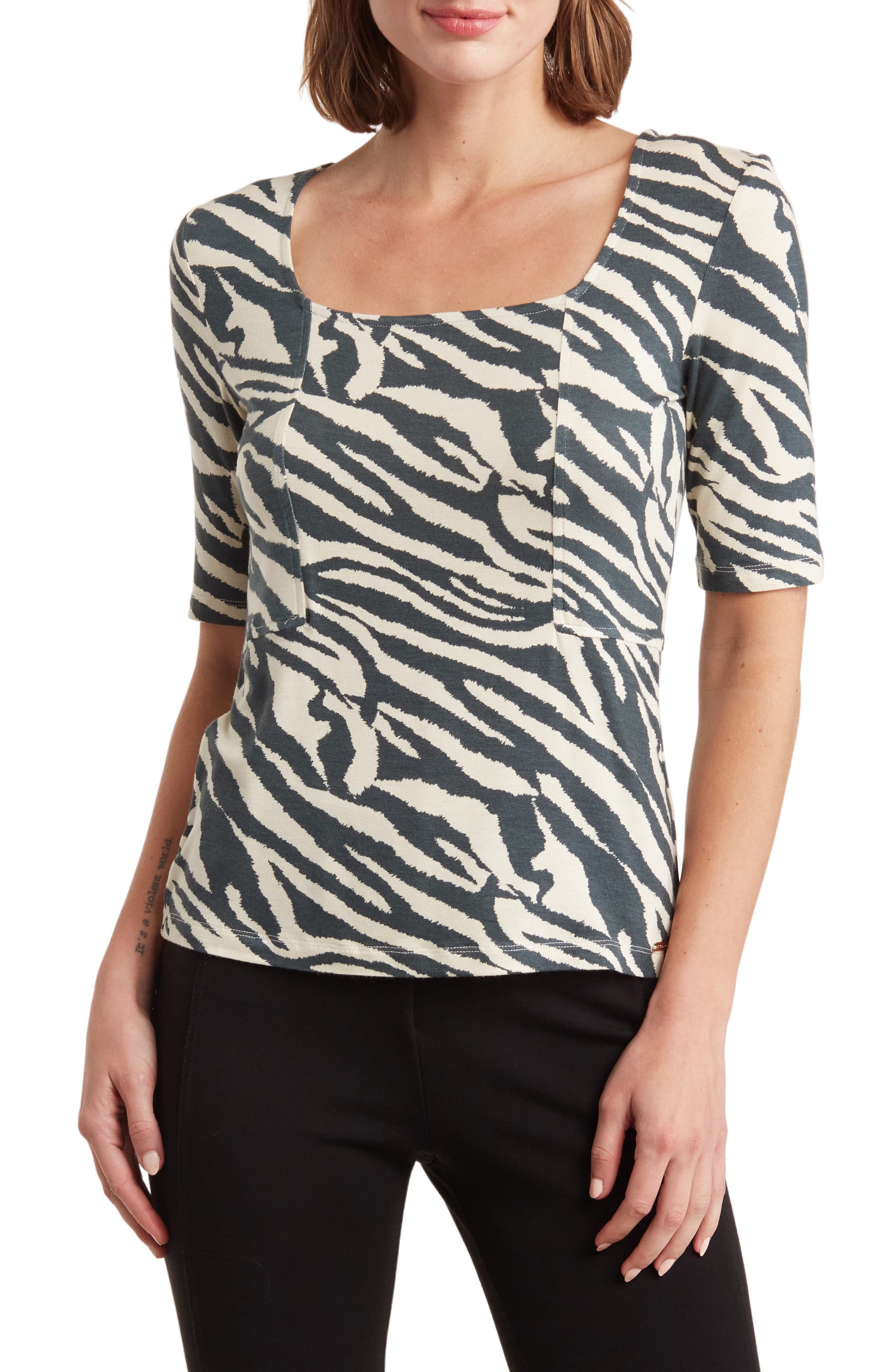 T Tahari Square Neck Elbow Sleeve Top Nordstromrack