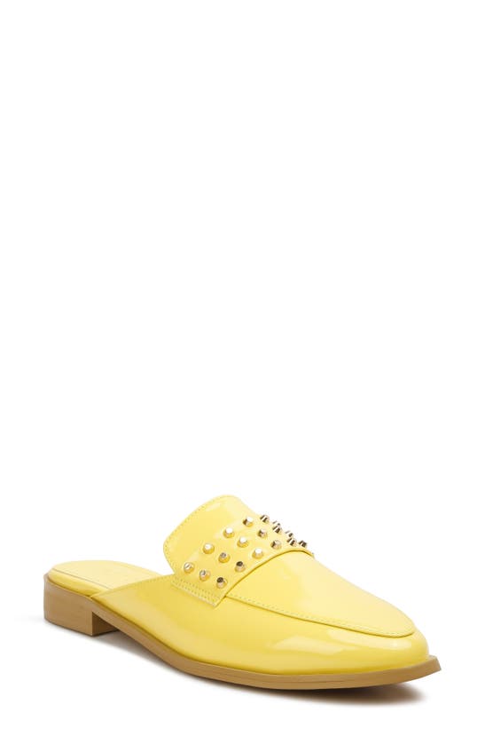 Rag & Co Yashta Patent Studded Flat Mule In Yellow