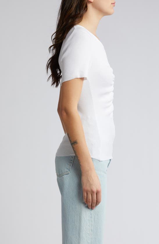 Shop Nation Ltd Nevina Ruched Ribbed T-shirt In White