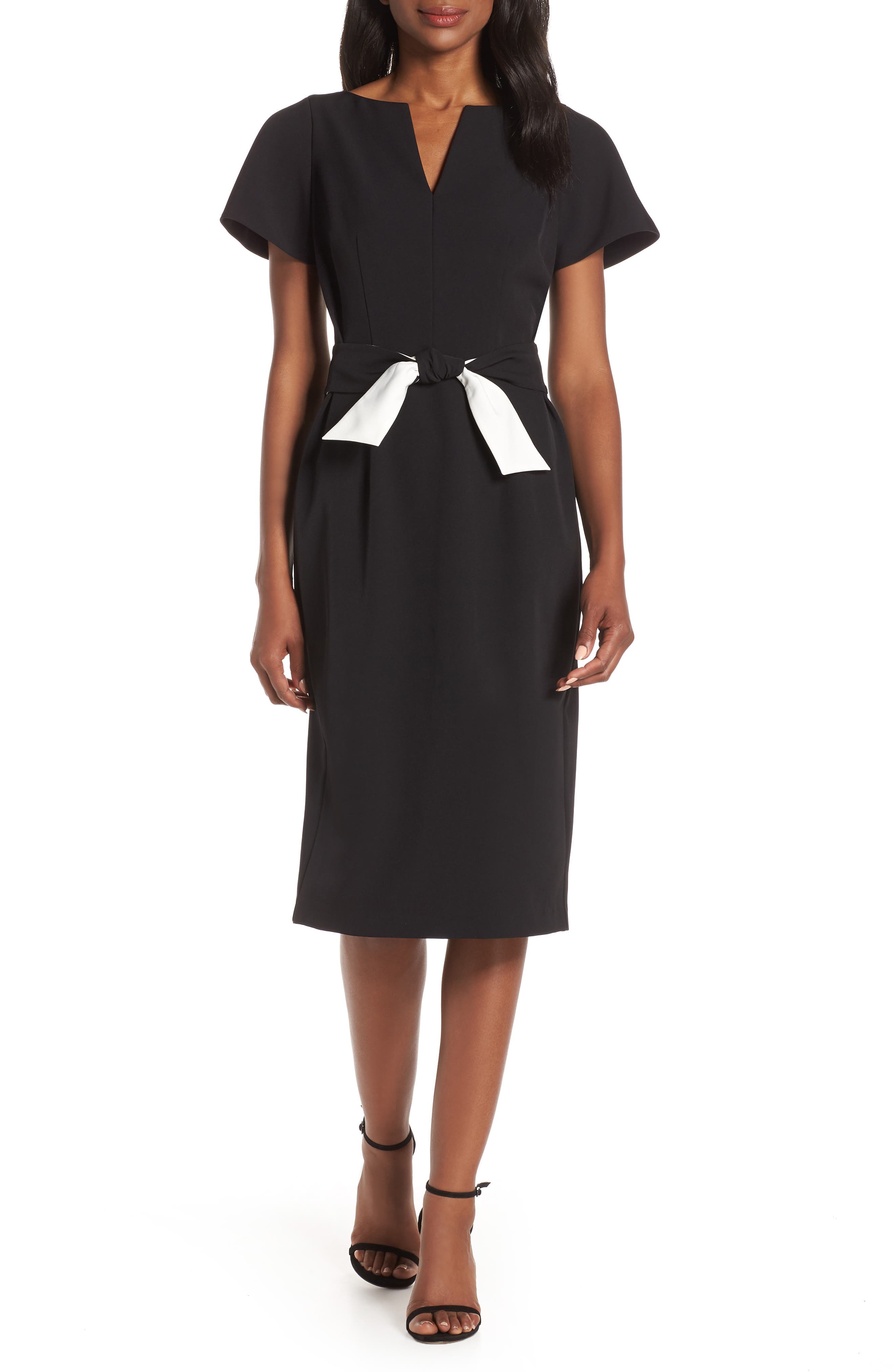 Petite Harper Rose Flutter Sleeve Sheath Dress, Black