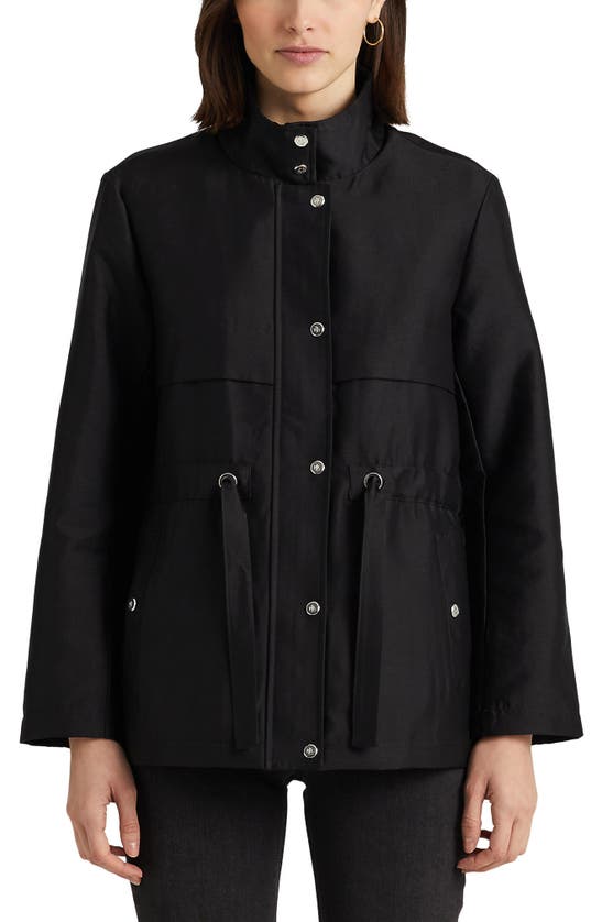 Lauren Ralph Lauren Stand Collar Raincoat In Black