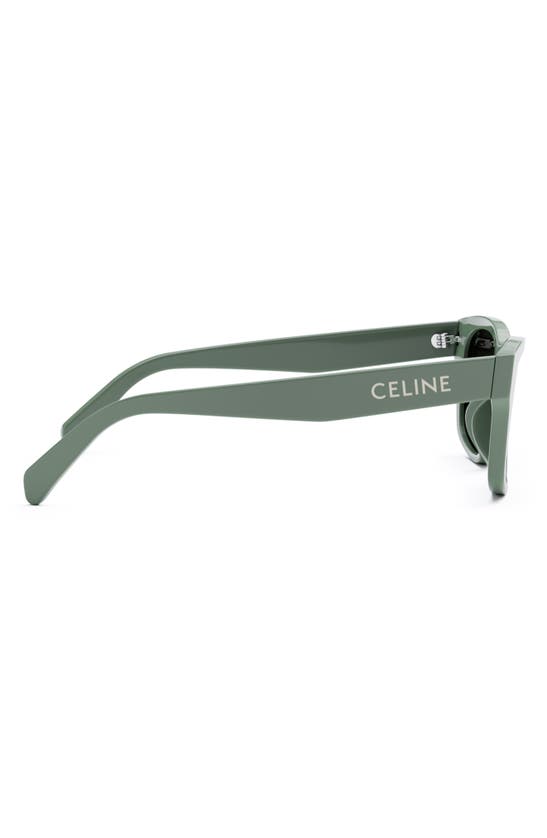 Shop Celine Monochroms 55mm Square Sunglasses In Light Green / Smoke