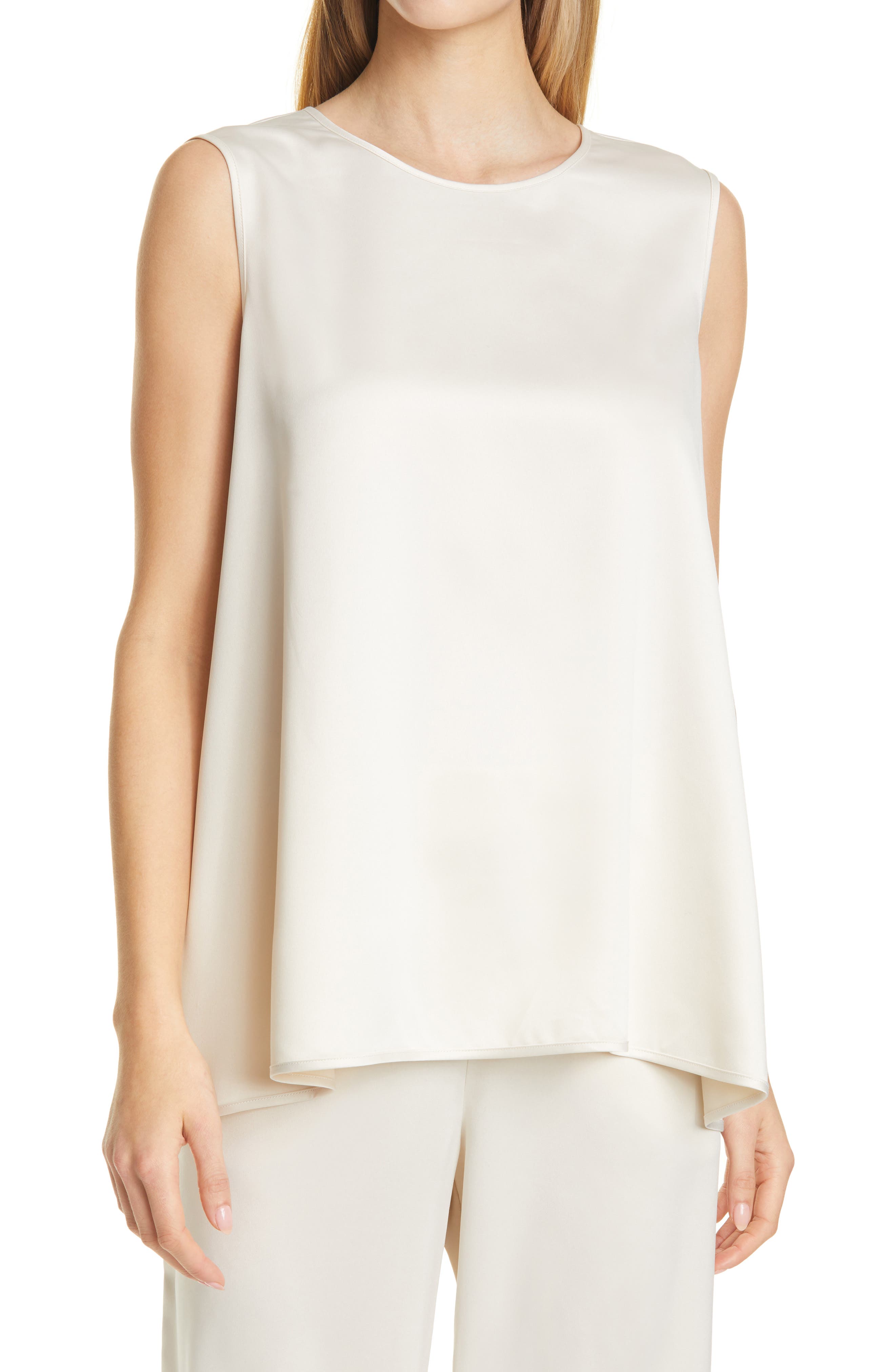 ivory satin tank top