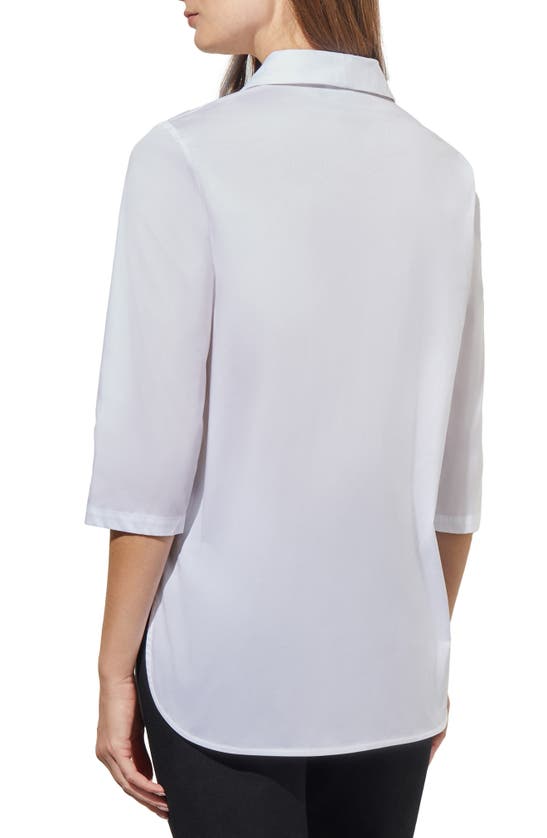 Shop Ming Wang Stud Detail Shawl Collar Cotton Blend Shirt In White