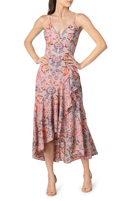 Dress the Population Salome Floral Wrap Dress in Blush Multi