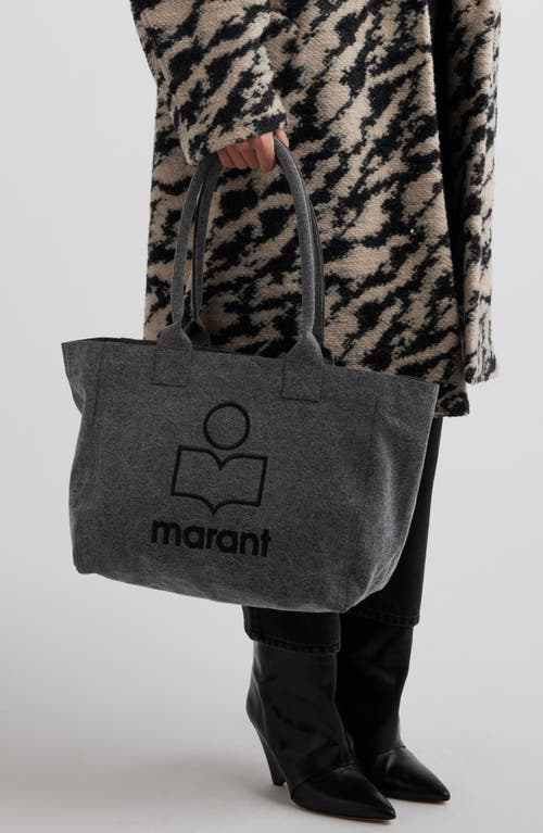 Shop Isabel Marant Yenky Zipped Embroidered Logo Canvas Tote In Grey