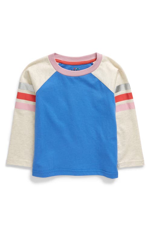 Boden Kids' Colorblock Long Sleeve Cotton T-Shirt Surf Blue/Oatmeal at Nordstrom,