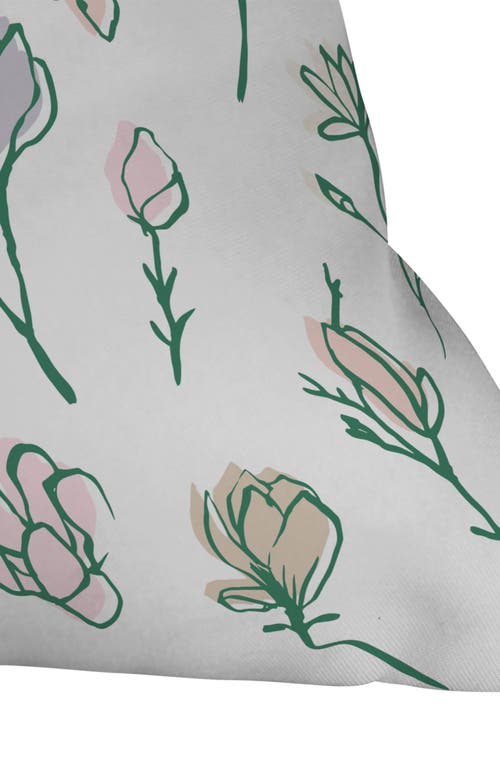 Deny Designs Magnolias Throw Pillow In White