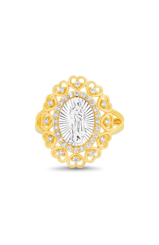 Shop Paige Harper Two-tone Cz Virgin Mary Ring In Gold