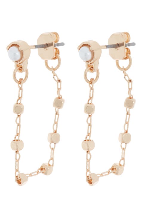 Amina Imitation Pearl Chain Drape Earrings