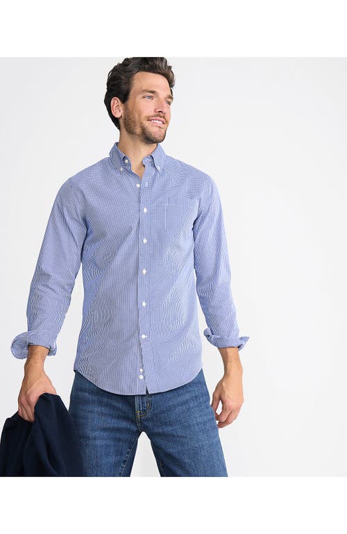 Lands' End Traditional Fit Solid No Iron Supima Pinpoint Buttondown Collar Dress Shirt In Rich Sapphire Check