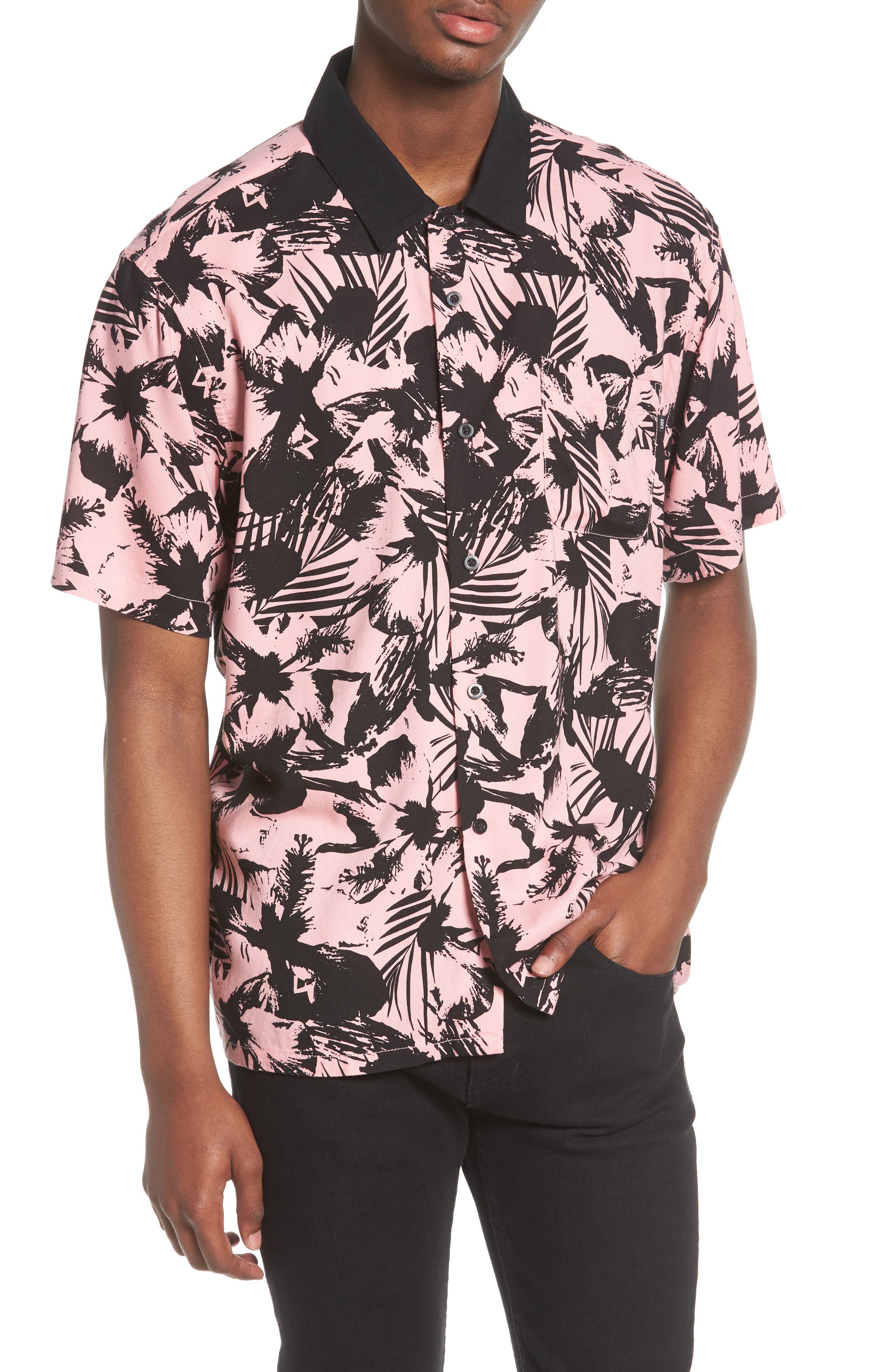 Obey Mens Nate Short Sleeve Button Up Woven