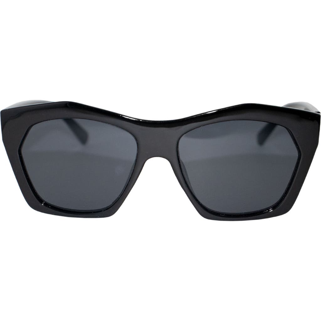 Fifth & Ninth Clara 50mm Polarized Small Geometric Sunglasses In Black/black