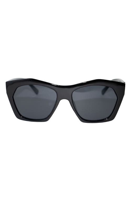 Fifth & Ninth Clara 50mm Polarized Small Geometric Sunglasses In Black/black