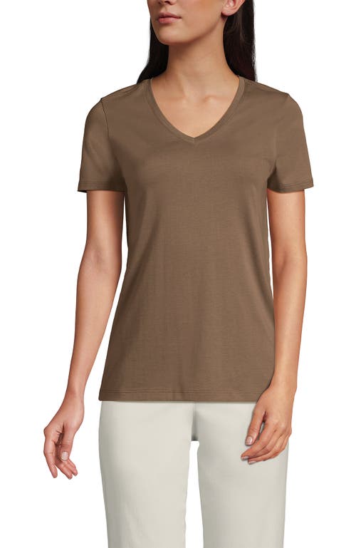 Shop Lands' End Relaxed Supima Cotton V-neck T-shirt In Honey Beige