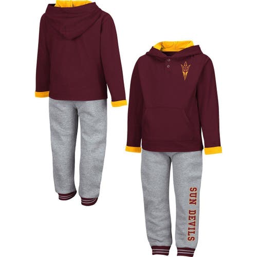 Toddler Colosseum Maroon/Heathered Gray Arizona State Sun Devils Poppies Pullover Hoodie and Sweatpants Set