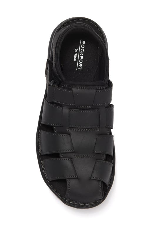 Shop Rockport Darwyn Fishermen Sandal In Black Lea Ii