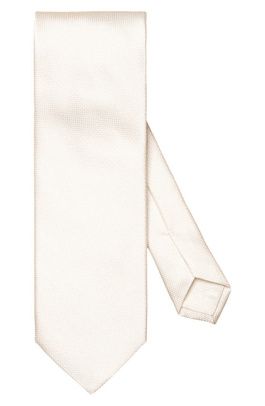 Shop Eton Solid Herringbone Silk Tie In Natural