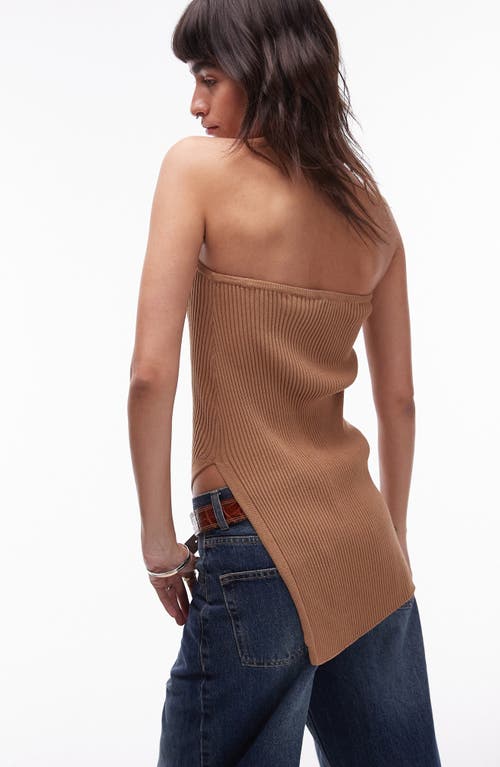 Shop Topshop Rib Sweater Convertible Top/skirt In Camel