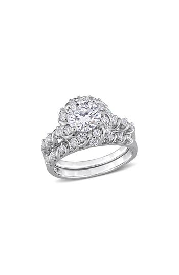 Delmar Set Of 2 Lab-created Moissanite Rings In White/silver