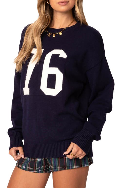 Shop Edikted 76 Sweater In Navy