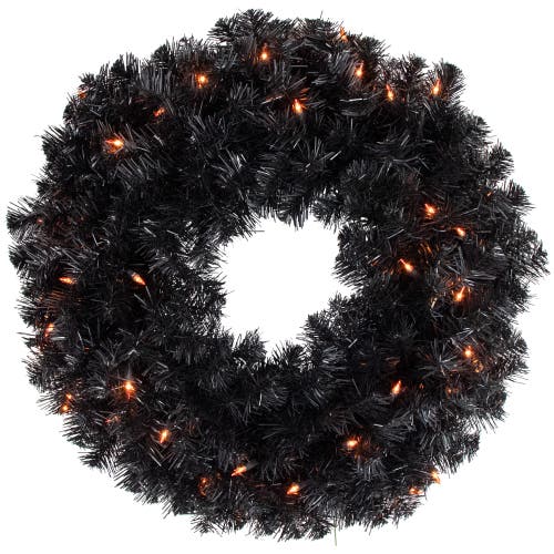 Northlight Pre-lit Noble Spruce Artificial Halloween Wreath In Black