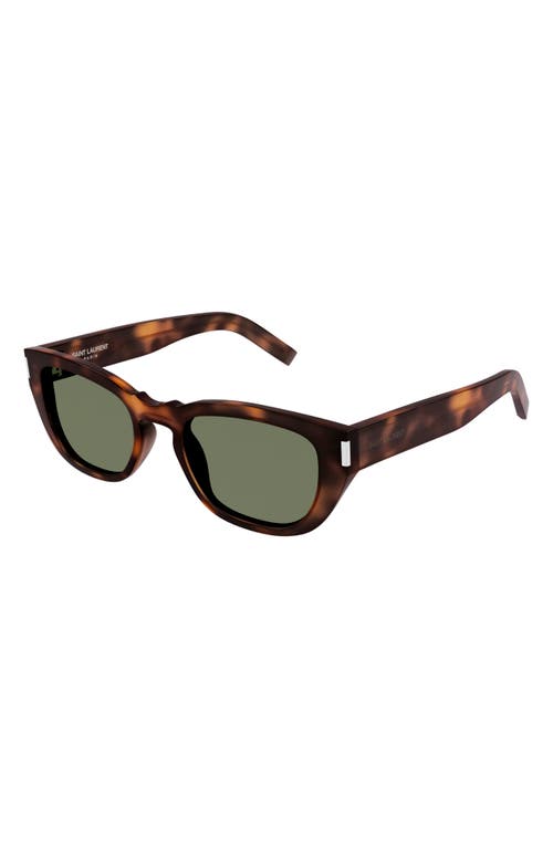 Shop Saint Laurent 51mm Rectangular Sunglasses In Havana