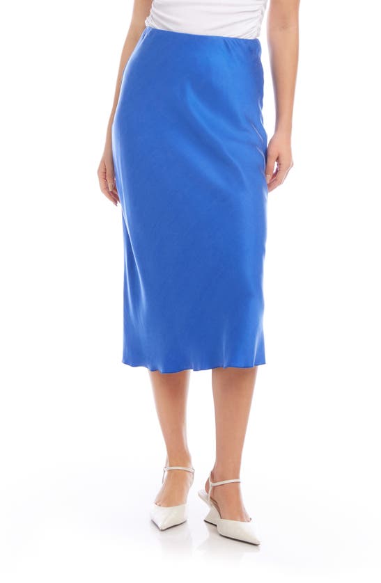 Fifteen Twenty Mia Bias Cut Satin Midi Skirt In Cobalt