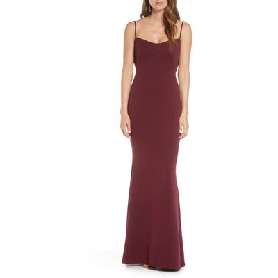 Katie May The Gina Backless Trumpet Gown, Red