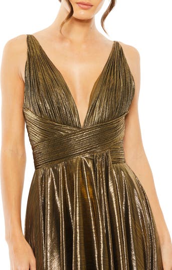 Gold metallic cocktail store dress