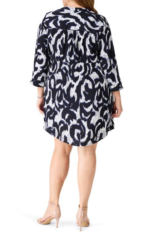 Shop Nic + Zoe Nic+zoe Shadow Stamp Dress In Black Multi