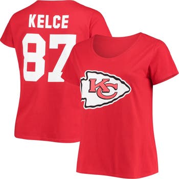 Women's Travis Kelce Red Kansas City Chiefs Plus Size Fair Catch Name &  Number V-Neck T-Shirt