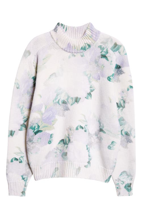 Shop Meryll Rogge Floral Wool Sweater In White/pale Blue