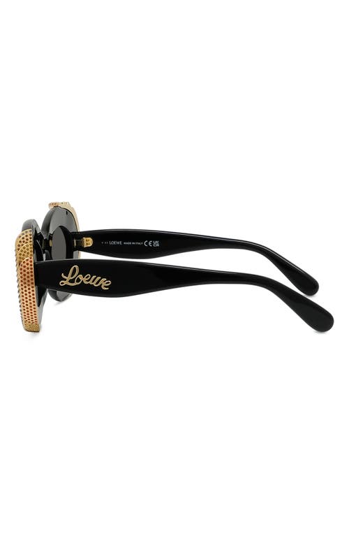 Loewe Men's X Paula's Ibiza 47mm Oval Sunglasses In Shiny Black/smoke
