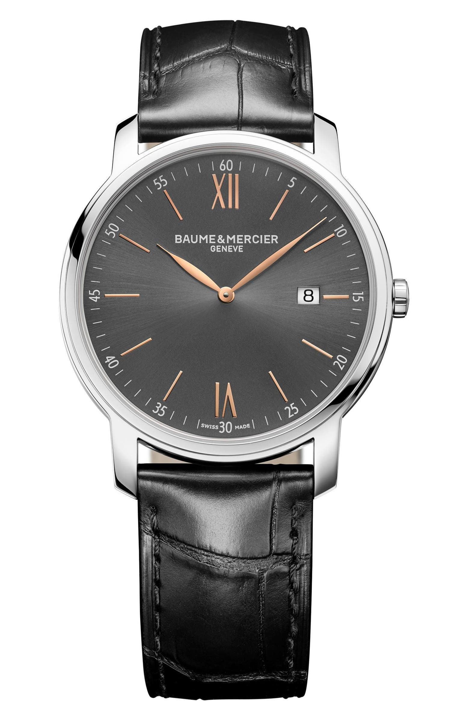 Baume & Mercier Classima Leather Strap Watch, 42mm | Nordstrom