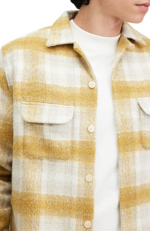 Shop Allsaints Lapse Plaid Fleece Overshirt In Yellow