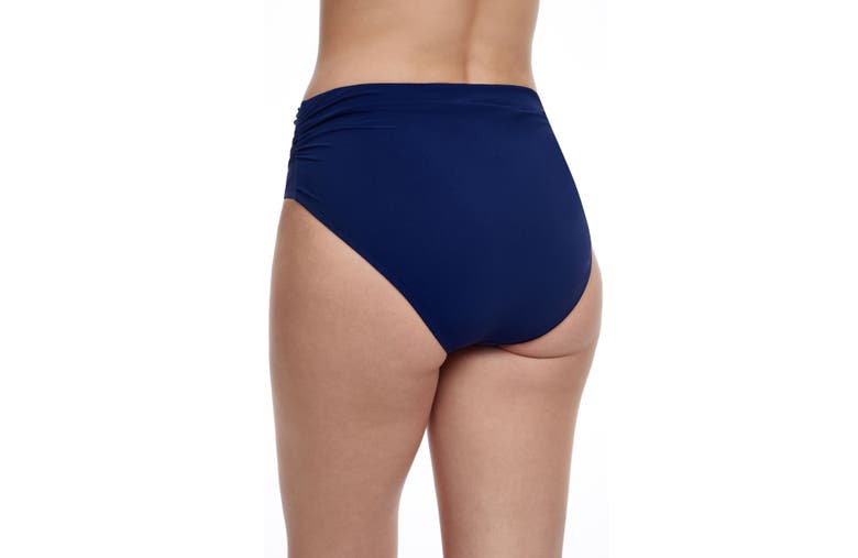 Shop Profile By Gottex Tutti Frutti High Waist Side Shirred Swim Bottom In Navy