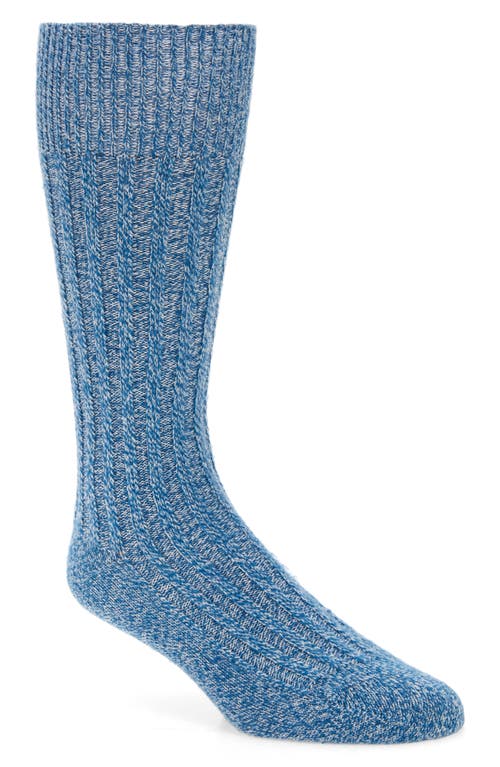 The Elder Statesman Marled Socks in Teal Blue/Optic White
