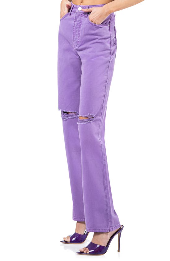 Shop Afrm Oden Ripped High Waist Wide Leg Jeans In Deep Lavender